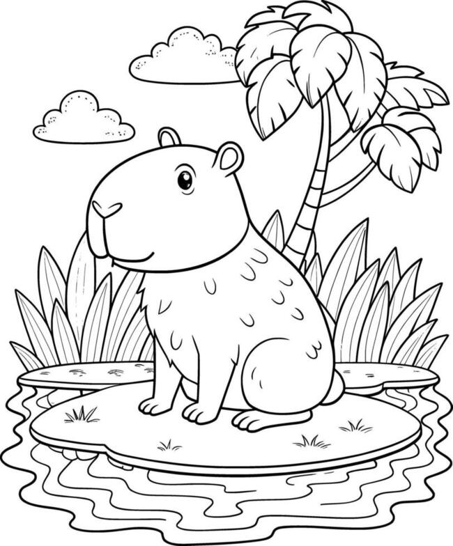 Tranh tô màu Capybara cute 4